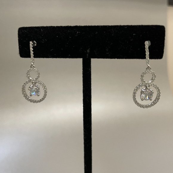 Brilliante Platinum Embraced 1.76 DEW Simulated Diamond Double Drop Earrings - Picture 8 of 11